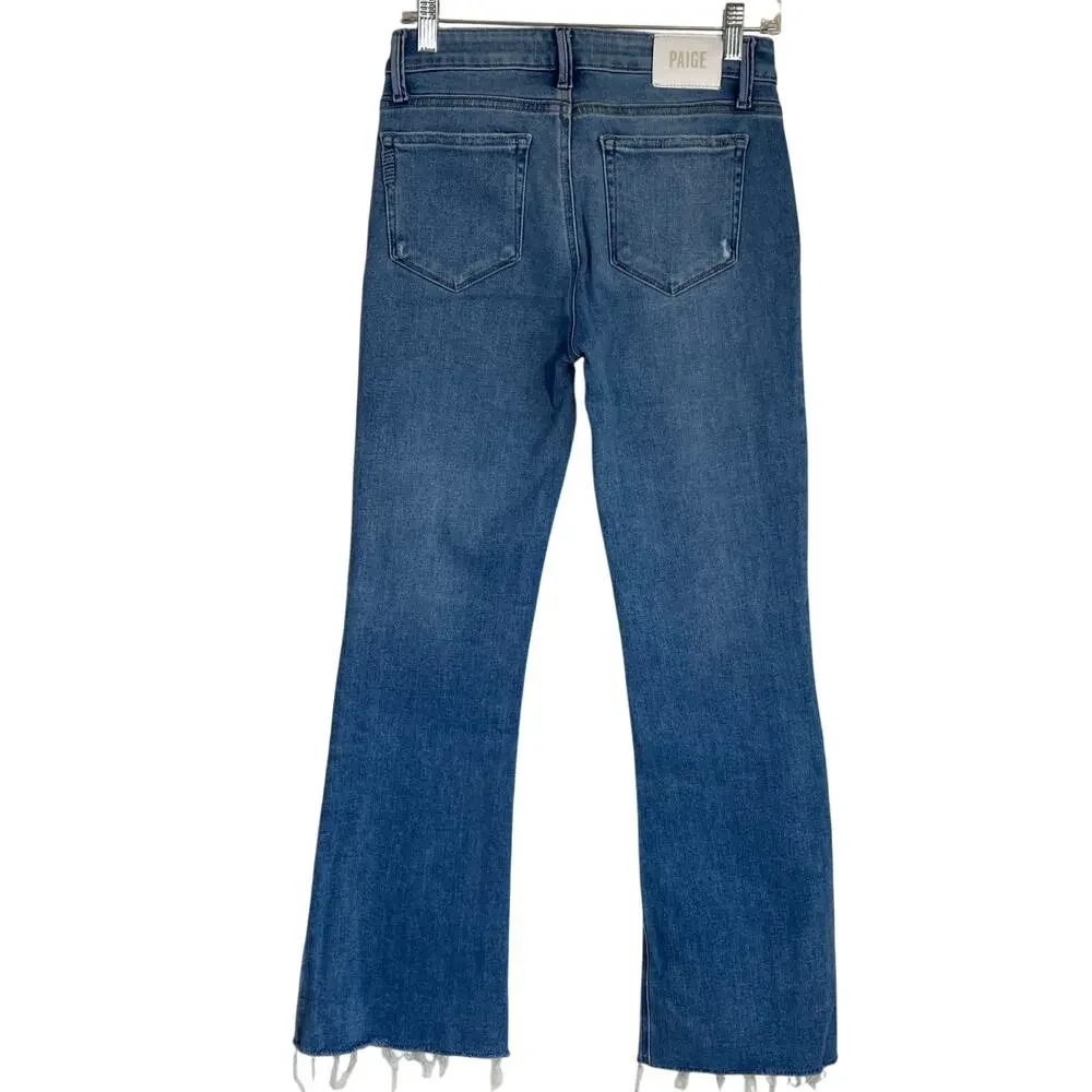 Paige Sz 27 Laurel Canyon Jeans in Nostalgia Wash Bootcut Distressed Light Wash